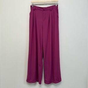 Halara Fuscia Flex High Waisted Pocket Wide Leg Waffle Work Pants Women's M NWT